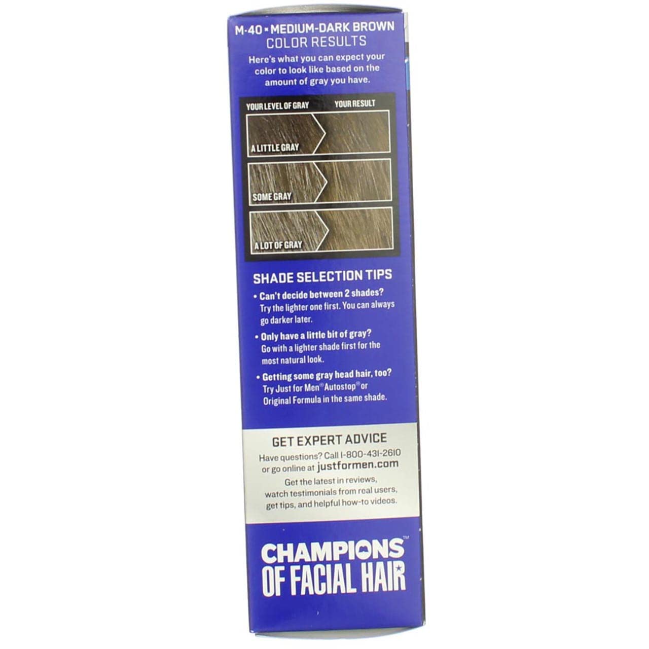 Just For Men Mustache & Beard Brush-In Color Gel Medium-Dark Brown M-40-1 ea, Pack of 6