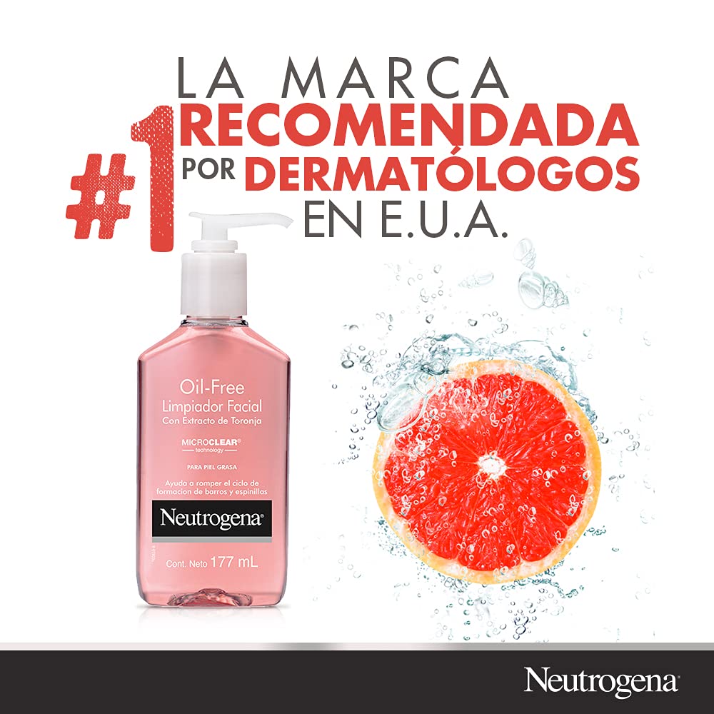 Neutrogena Oil Free Pink Grapefruit Acne Face Wash with Vitamin C, Salicylic Acid Acne Treatment Medicine, Gentle Foaming Vitamin C Facial Scrub