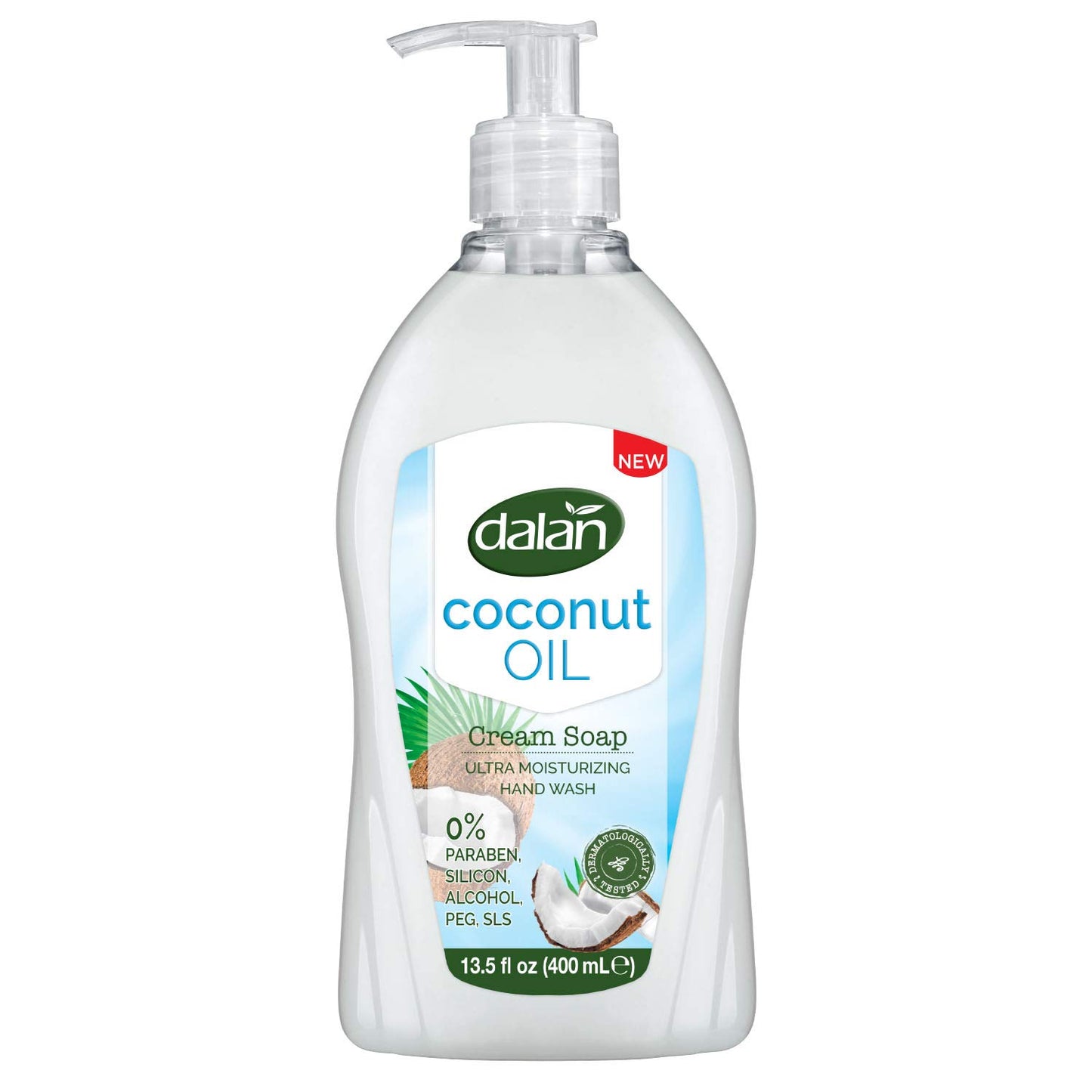 Dalan Coconut Oil Cream Ultra Moisturizing Liquid Hand Soap for Normal and Dry Hands Fresh Clean and Soft Feeling (13.5 Fl Oz / 400 mL (Pack of 1))