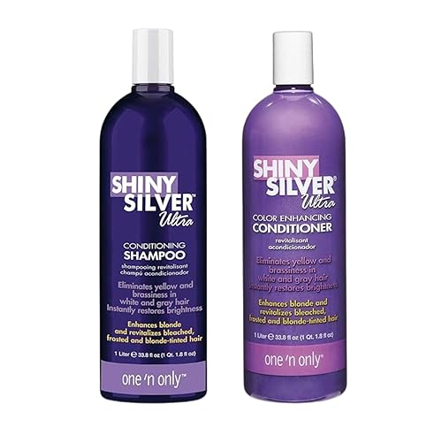 One 'n Only Shiny Silver Purple Shampoo & Hair Conditioner Set - Argan Oil Toning Hair Kit for Blonde, Gray, White & Highlighted Hair - Moisturizes