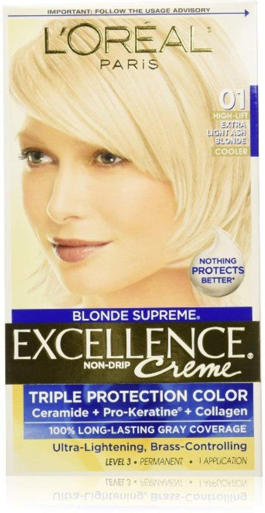L'Oreal Paris Excellence Creme Haircolor, Extra Light Natural Ash Blonde [01] (Pack of 2)