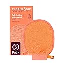 Cleanlogic Bath & Body Exfoliating Face & Body Grooming Mitt, Assorted Colors, 3 Count