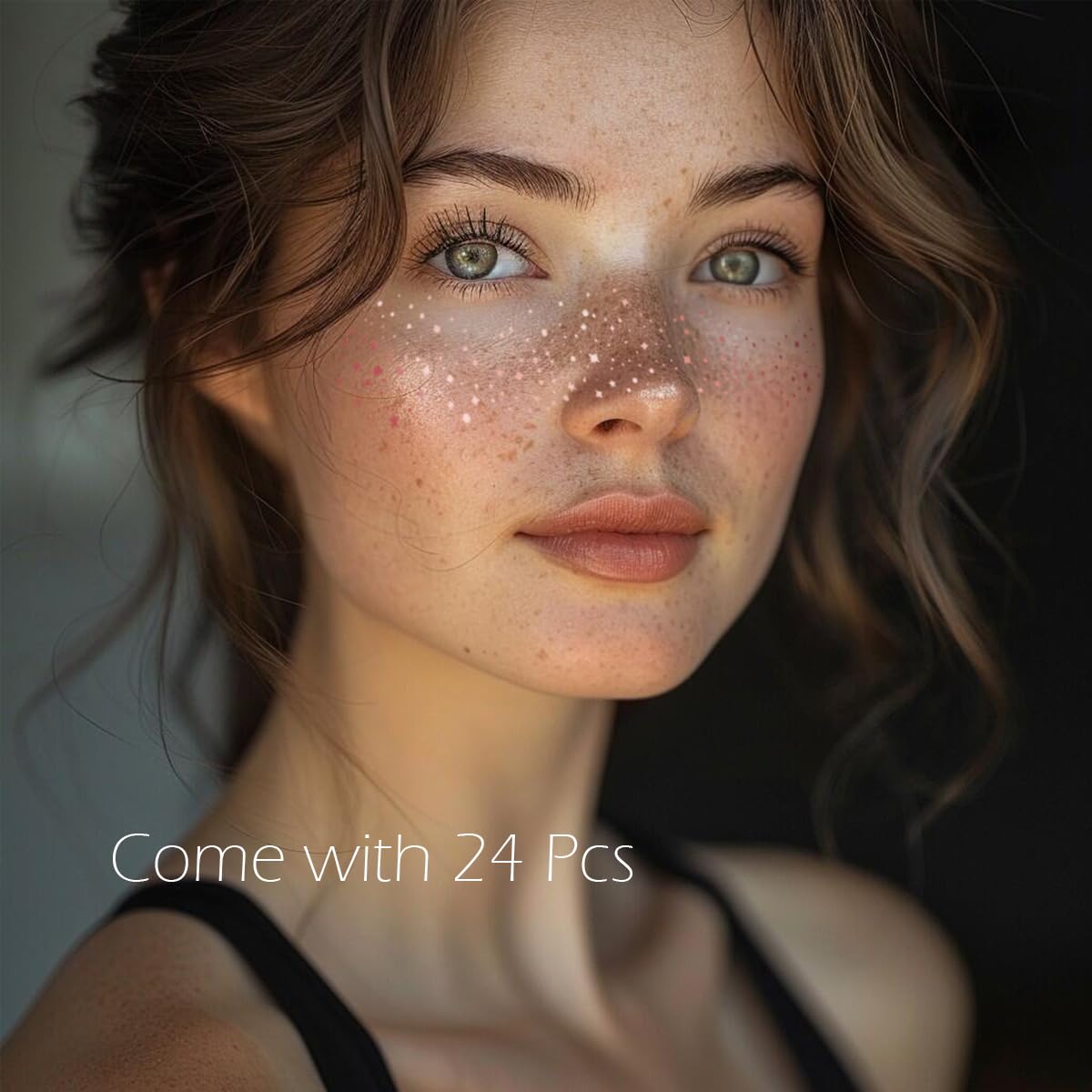 Glitter Freckles, 24PCS Glitter Freckles Face Tattoo, Sparkle Freckles for Women, Waterproof Gold Temporary Face Tattoos Glitter Glow Up Patches Beauty and Personal Care Cardiyar