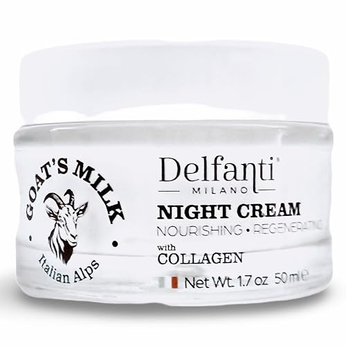 Delfanti-Milano • GOAT'S MILK with COLLAGEN Nourishing and Regenerating NIGHT CREAM • Face and Neck Moisturizer • Made in Italy