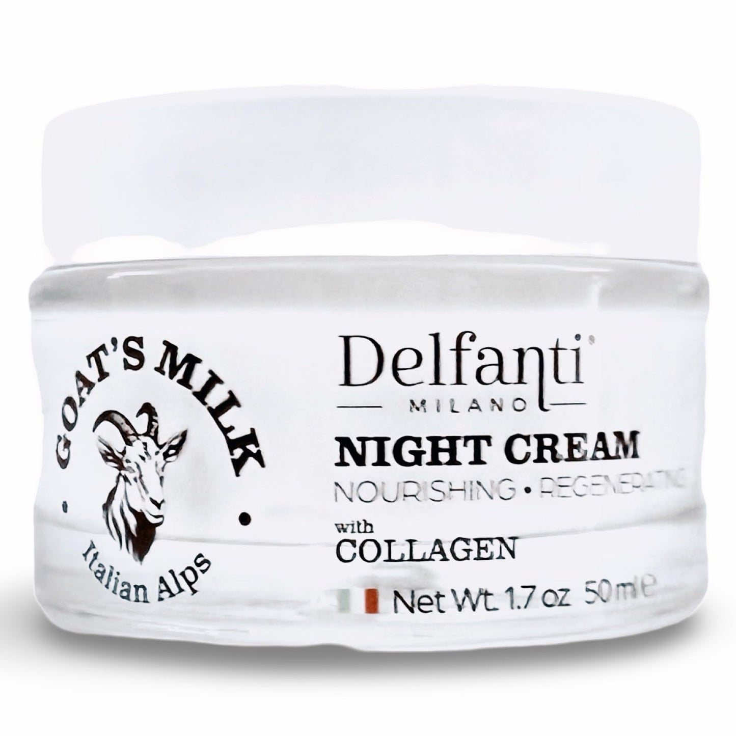 Delfanti-Milano • GOAT'S MILK with COLLAGEN Nourishing and Regenerating NIGHT CREAM • Face and Neck Moisturizer • Made in Italy