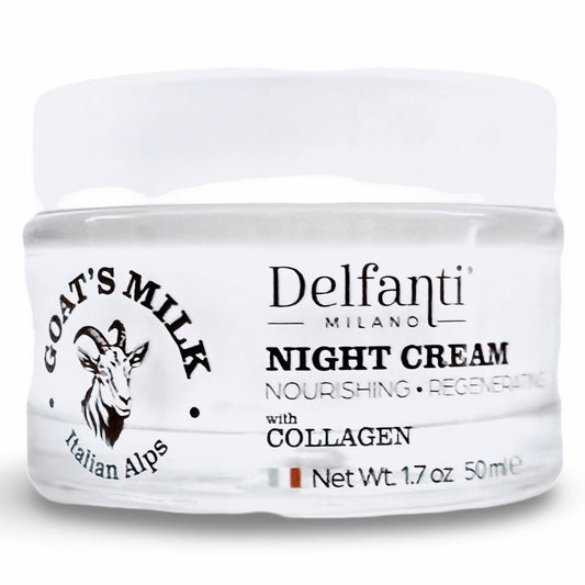 Delfanti-Milano • GOAT'S MILK with COLLAGEN Nourishing and Regenerating NIGHT CREAM • Face and Neck Moisturizer • Made in Italy