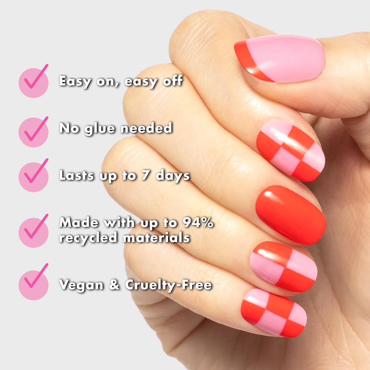 Olive & June Classic Super Stick Mani Summer Press On Nails | No Glue Needed | 32 Tab Nails 16 Sizes | Non-Toxic Tabs Easy On-Off Non-Damaging | 7-Day Beauty & Personal Care Olive & June
