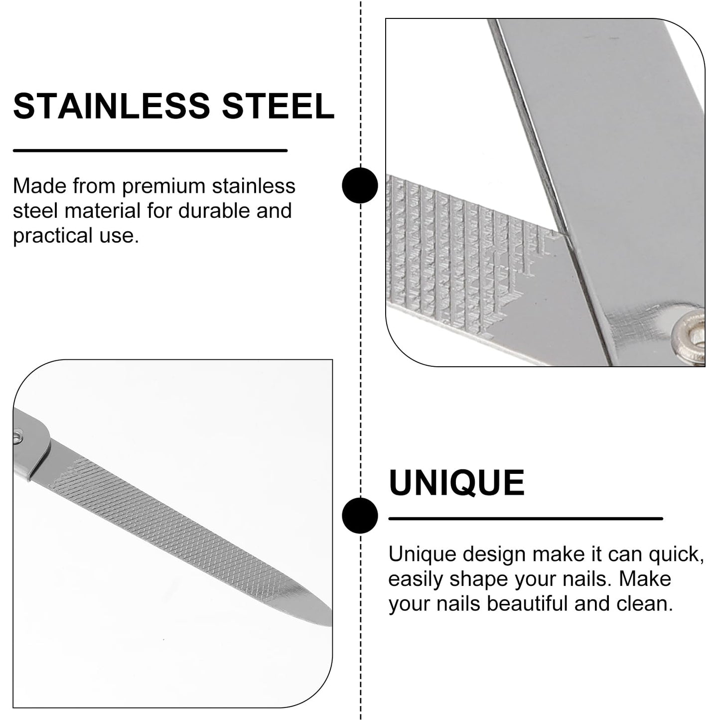 Lurrose 6pcs Foldable Nail File: Double-Sided Stainless Steel Folding Nail File - Portable Manicure Tools