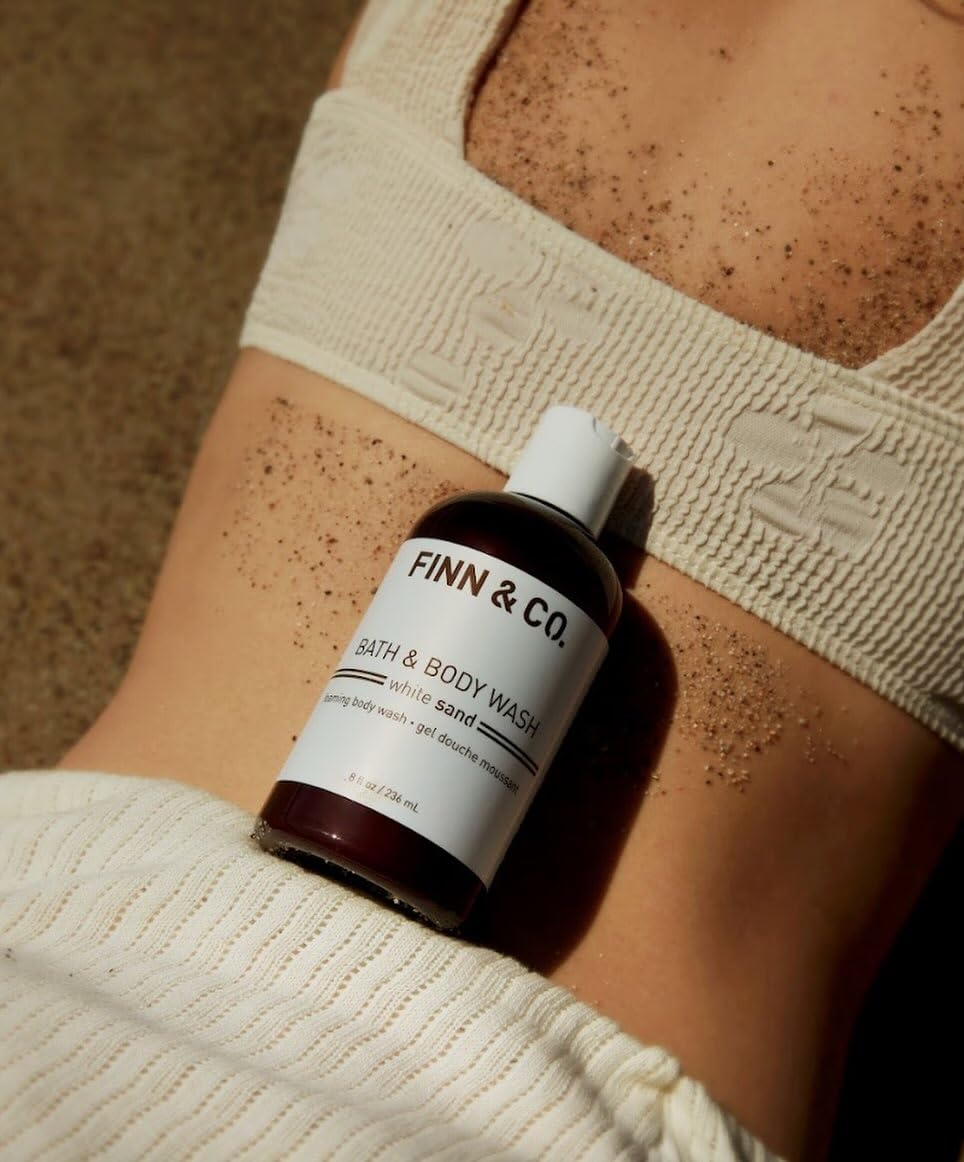 FINN & CO. White Sand Body Wash - Beach Inspired Scent with Aloe & Green Tea - Gently Cleanses, Soothes & Softens Skin - Cruelty Free Body Cleanser