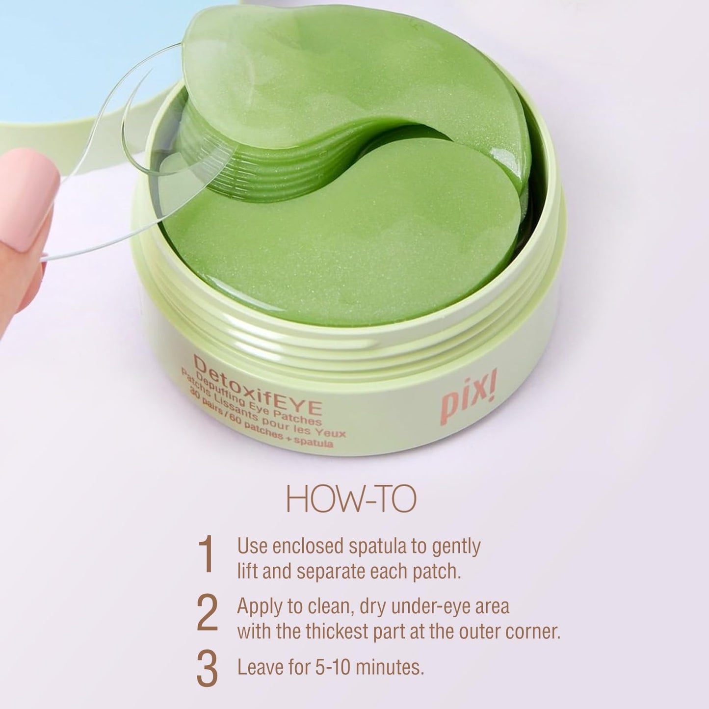 Pixi DetoxifEYE Depuffing Hydrogel Eye Patches with Cucumber, Hyaluronic Acid & Caffeine for Puffy Eyes and Dark Circles | Treats Tired Eyes