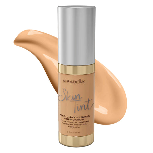 Mirabella Skin Tint Creme Liquid Foundation Makeup, Oil-Free Mineral Foundation for Medium Coverage - w/Hyaluronic Acid, Squalane, & Allantoin for All