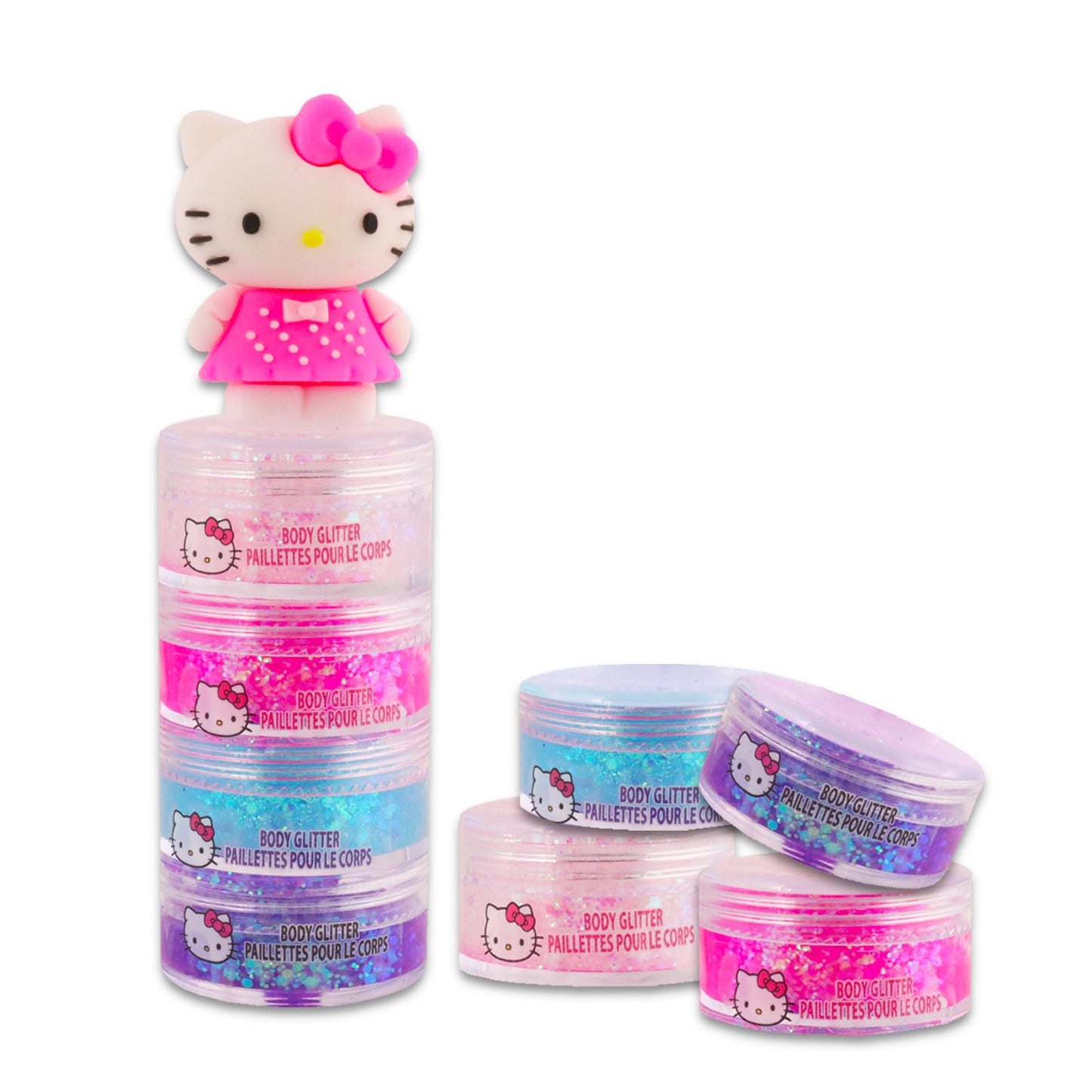 Hello Kitty Body Glitter Set - Bundle with 4 Body Glitter Colors for Costumes, Dress Up, Pretend Play, and More, Stickers | Hello Kitty Accessories