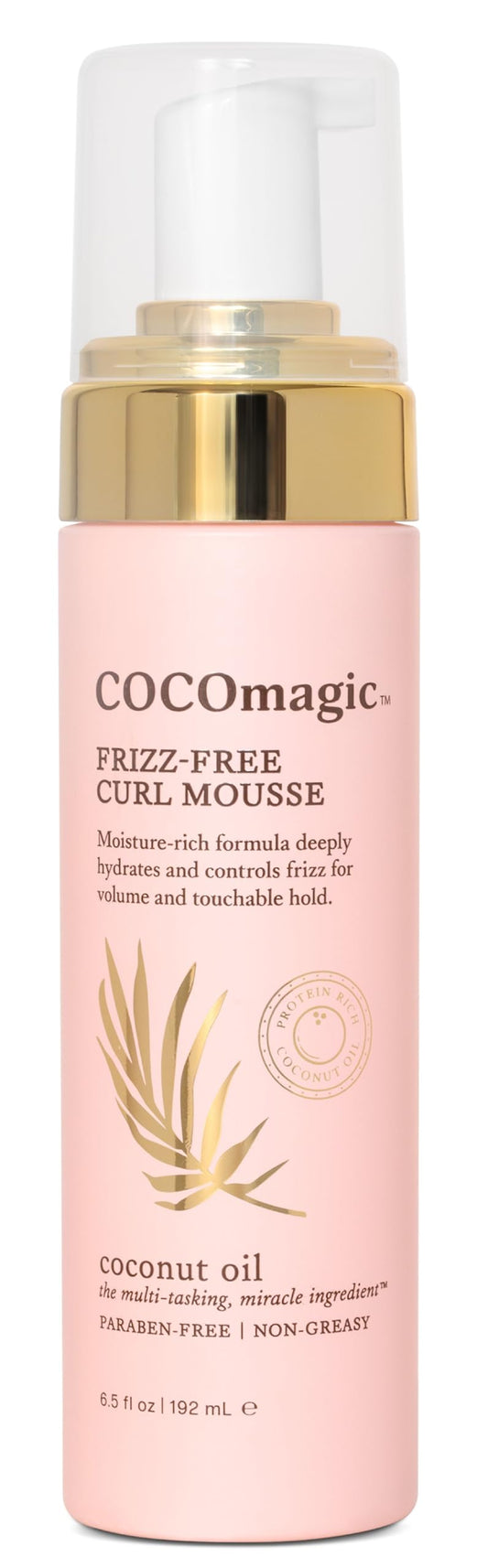 Cocomagic Frizz-Free Curl Mousse with Coconut Oil | Defines & Controls Curls with Soft Hold & Hydration | Non-Greasy, Paraben-Free, Gentle for All