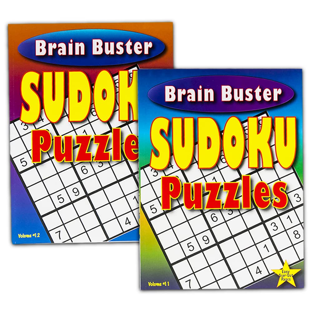 6-Book Puzzle Bundle – Jumbo Sudoku & Crossword Books with 550+ Puzzles for Adults & Seniors, Includes Pens & Bookmark