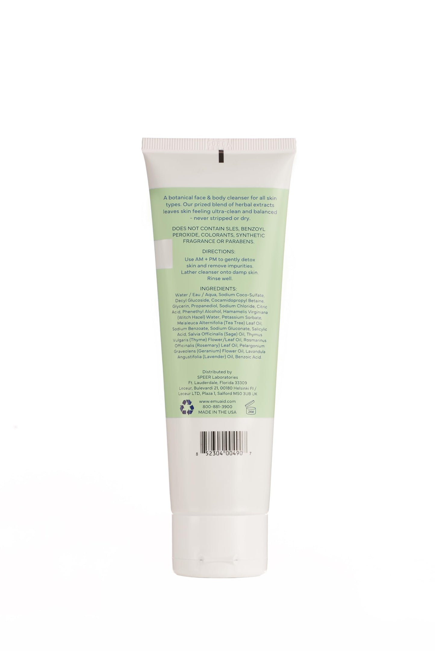 emuaid® Herbal Detox™ Face + Body Cleanser, Lightweight Botanical Foaming Gel with Tea Tree Oil + Thyme Oil, Gentle Skin Cleanser & Facial Wash
