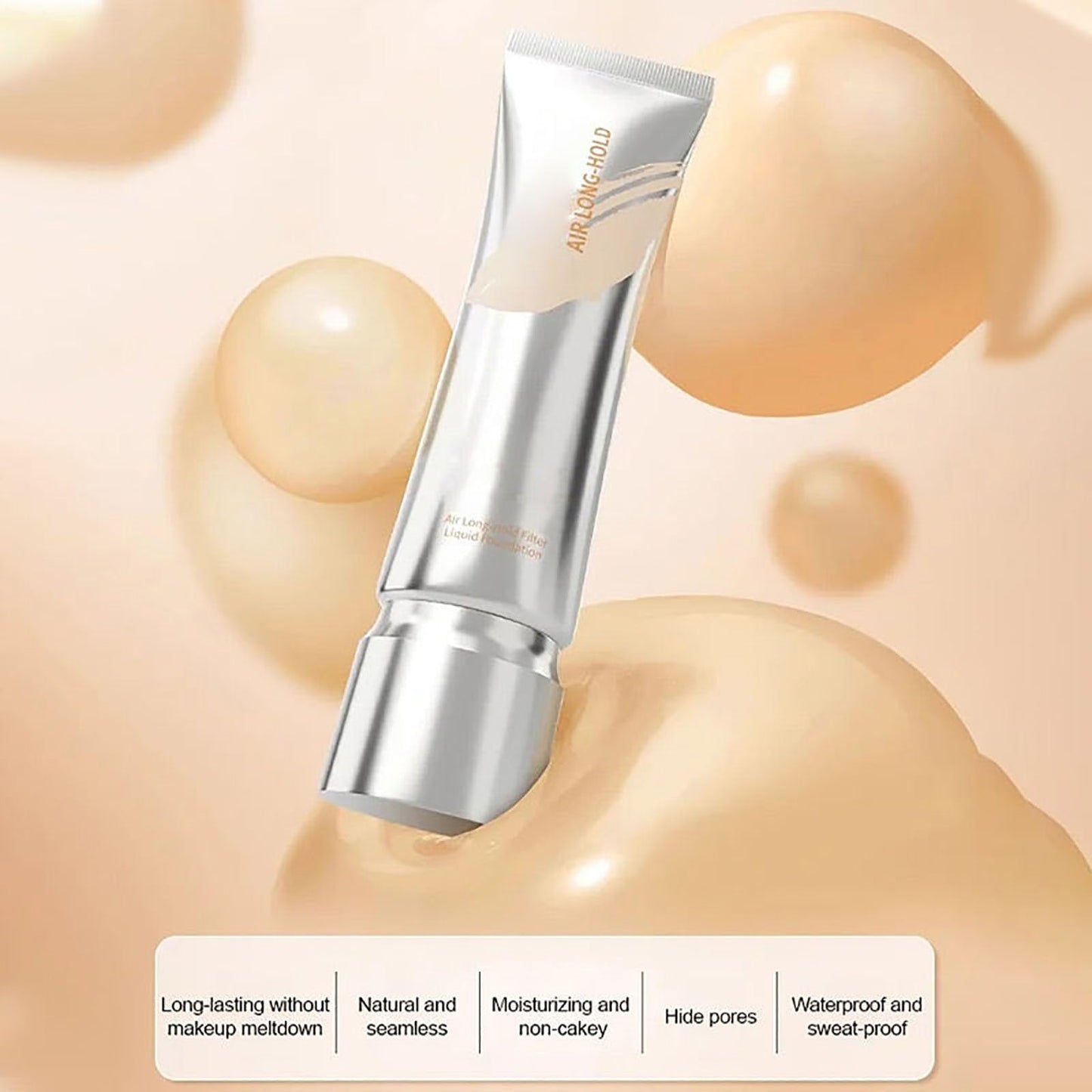 Long Lasting Full Coverage Liquid Foundation, Air Holding Makeup Filter Liquid Foundation, Instant Face Tightener No-Filter Primer, Sweatproof