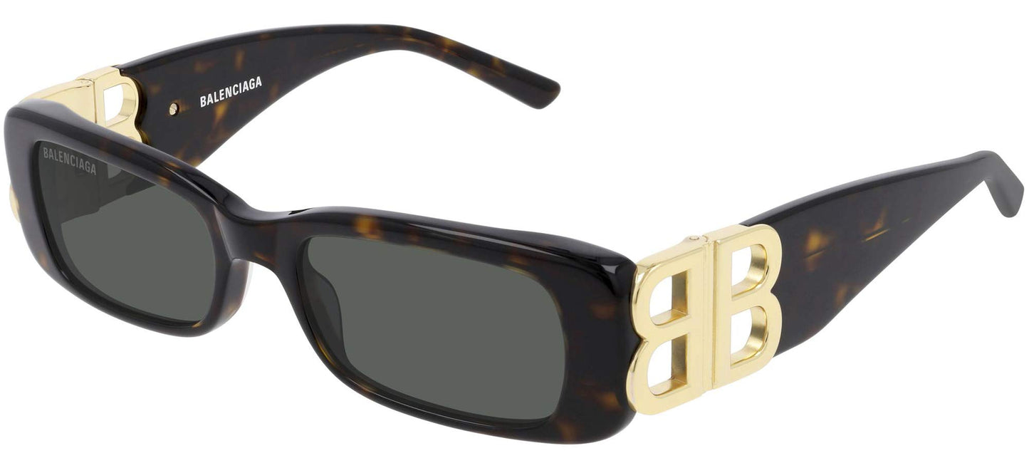 Balenciaga BB0096S Shiny Dark Havana/Green One Size