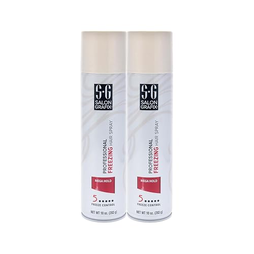 Salon Grafix Freezing Hair Spray Mega Hold - Quick-Drying Hairspray for Women and Men - Volumizing Formula - Professional Quality Results - 2 pc