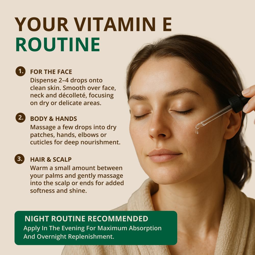 Vitamin E Oil - 100% Pure & Natural, 42,900 IU. Repair Dry, Damaged Skin from Surgery & Acne, Age Spots & Wrinkles. Boost Collagen for Moisturized Beauty and Personal Care RejuveNaturals