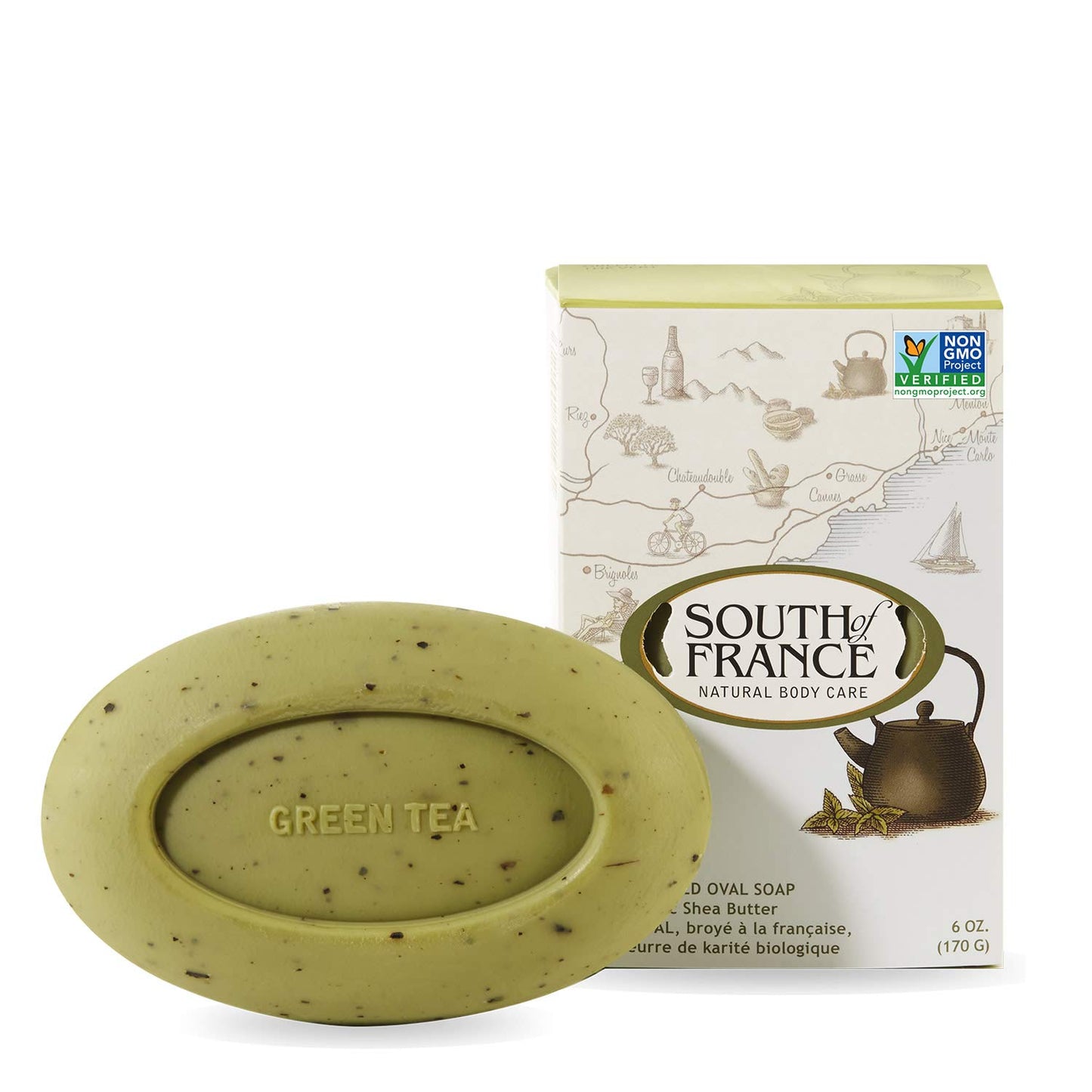 South Of France, Soap Bar Green Tea, 6 Ounce
