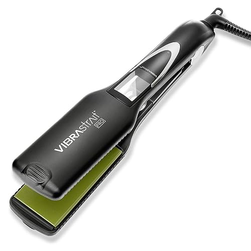 Vibrastrait Pro Vibrating Ceramic Tourmaline Ionic Flat Iron, 1.75-inch | Fast, Frizz-Free Ceramic Hair Straightener: Easy, Gentle Glide for Waves