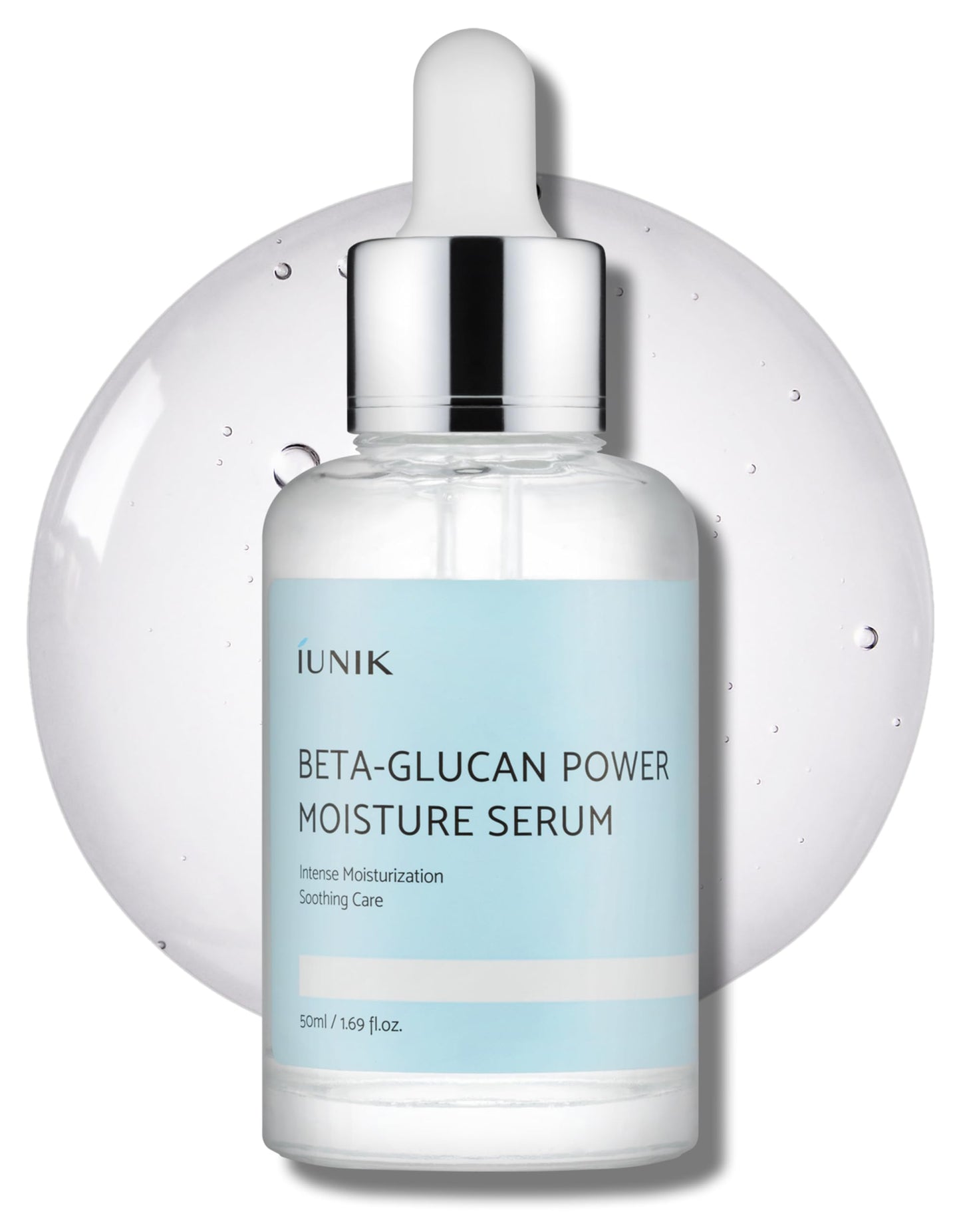IUNIK Beta-Glucan Power Deep Moisture Serum - Intense Hydration Vegan Korean Serum with Mushroom Yeast Extract - For Dry, Mature, Sensitive Skin, Fine