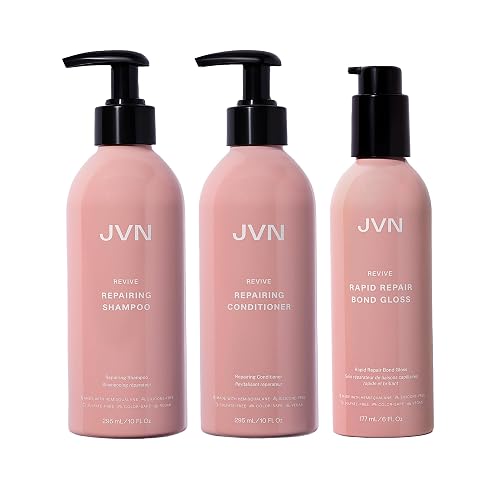 JVN Repair & Shine Essentials Set, Pack of 3, Includes Revive Repairing Shampoo, Conditioner, and Revive Rapid Repair Hair Bond Gloss, Made