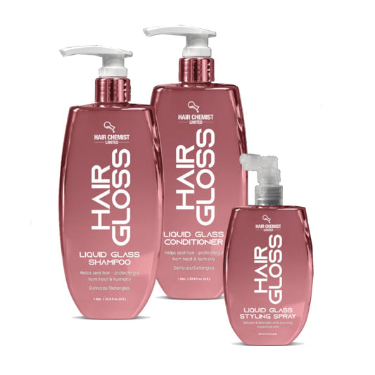 Hair Chemist Hair Gloss Liquid Glass 3-PC Style & Shine Set - Includes 33.8oz Shampoo, 33.8oz Conditioner & 8oz Styling Spray Set (3-PC SET) Beauty & Personal Care Hair Chemist