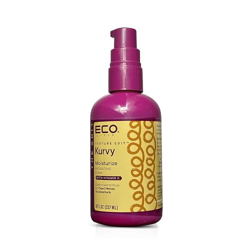 Eco Style, Texture Edit, Kurvy Moisturize Hydrating Foam for Type 2a to 2c wavy hair - Prep your hair for any style with lightweight leave in