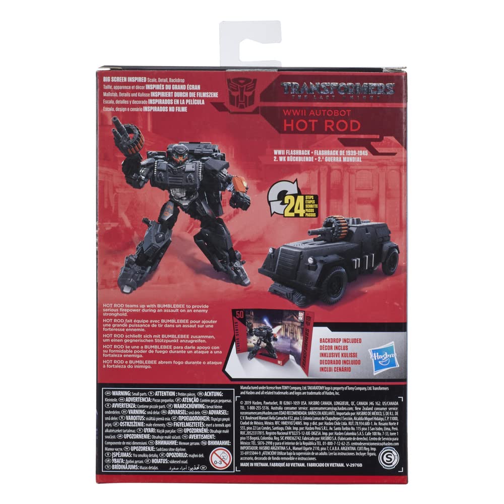 Transformers Toys Studio Series 50 Deluxe The Last Knight Movie WWII Autobot Hot Rod Action Figure - Ages 8 & Up, 4.5"