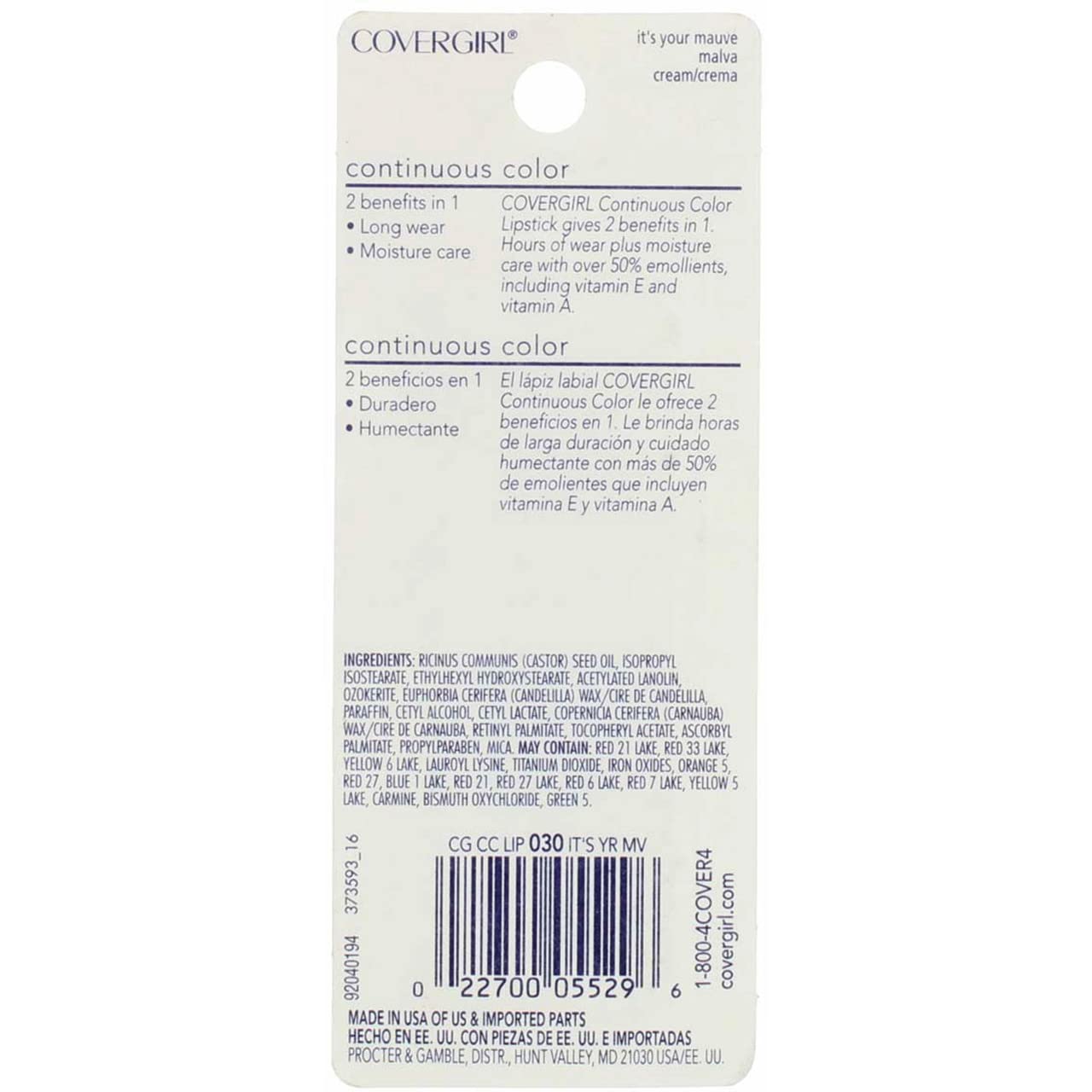 Cover Girl Continuous Color Cream Lipstick, Its Your Mauve #030 - 0.13 Oz