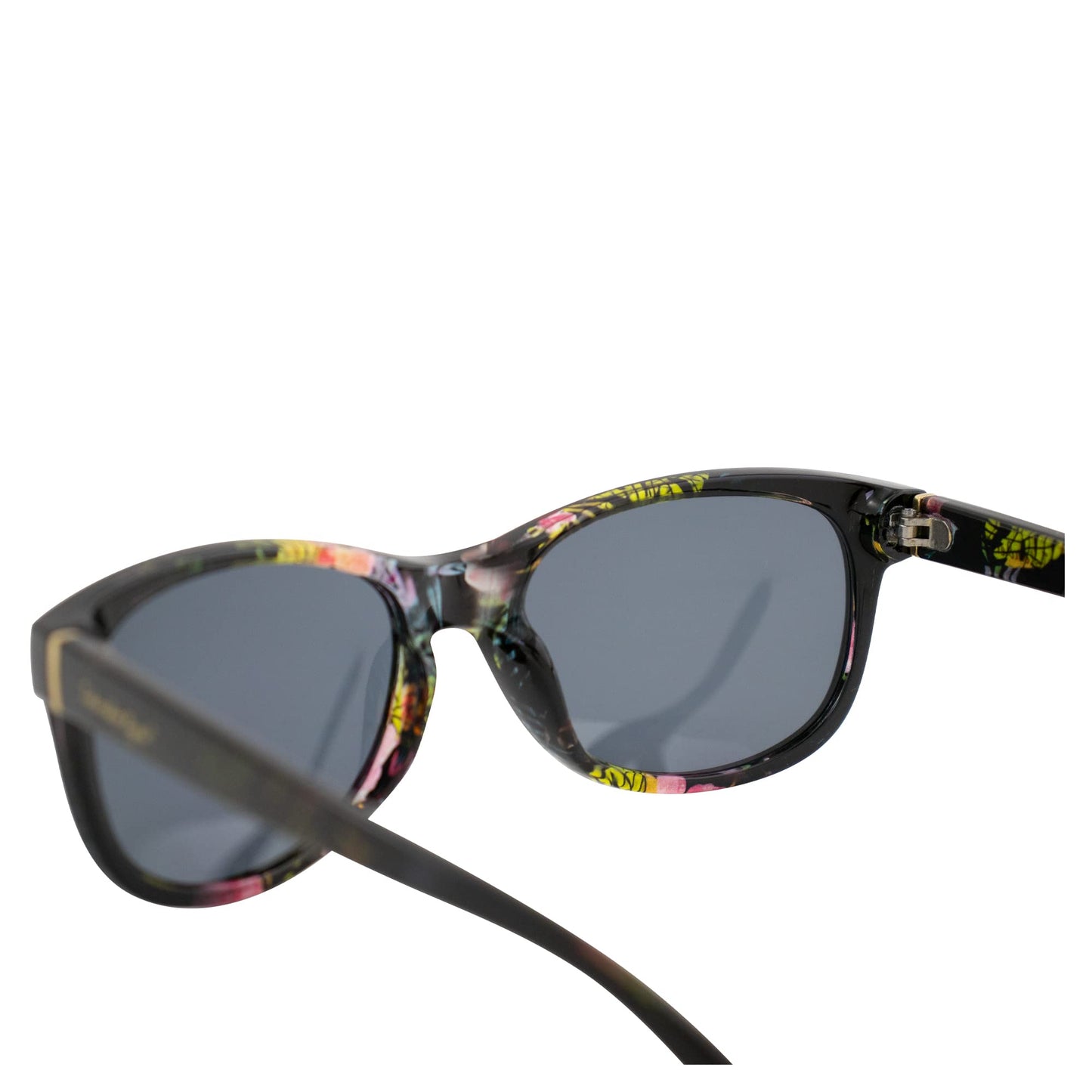 Islander Eyes Barbados Polarized Sunglasses for Women Black Flower-Printed Frame w/Smoke Lens