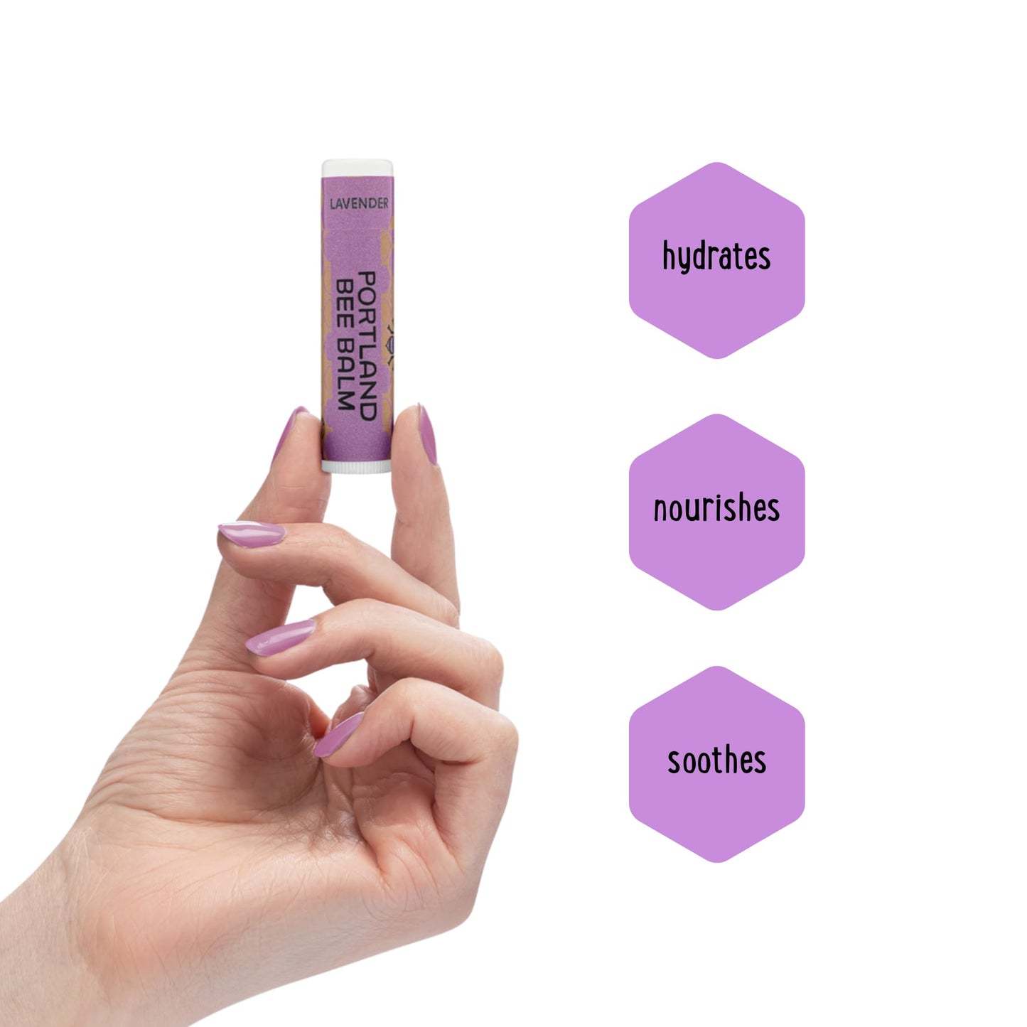 Portland Bee Balm All Natural Handmade Beeswax Based Lip Balm, Lavender 3 Count