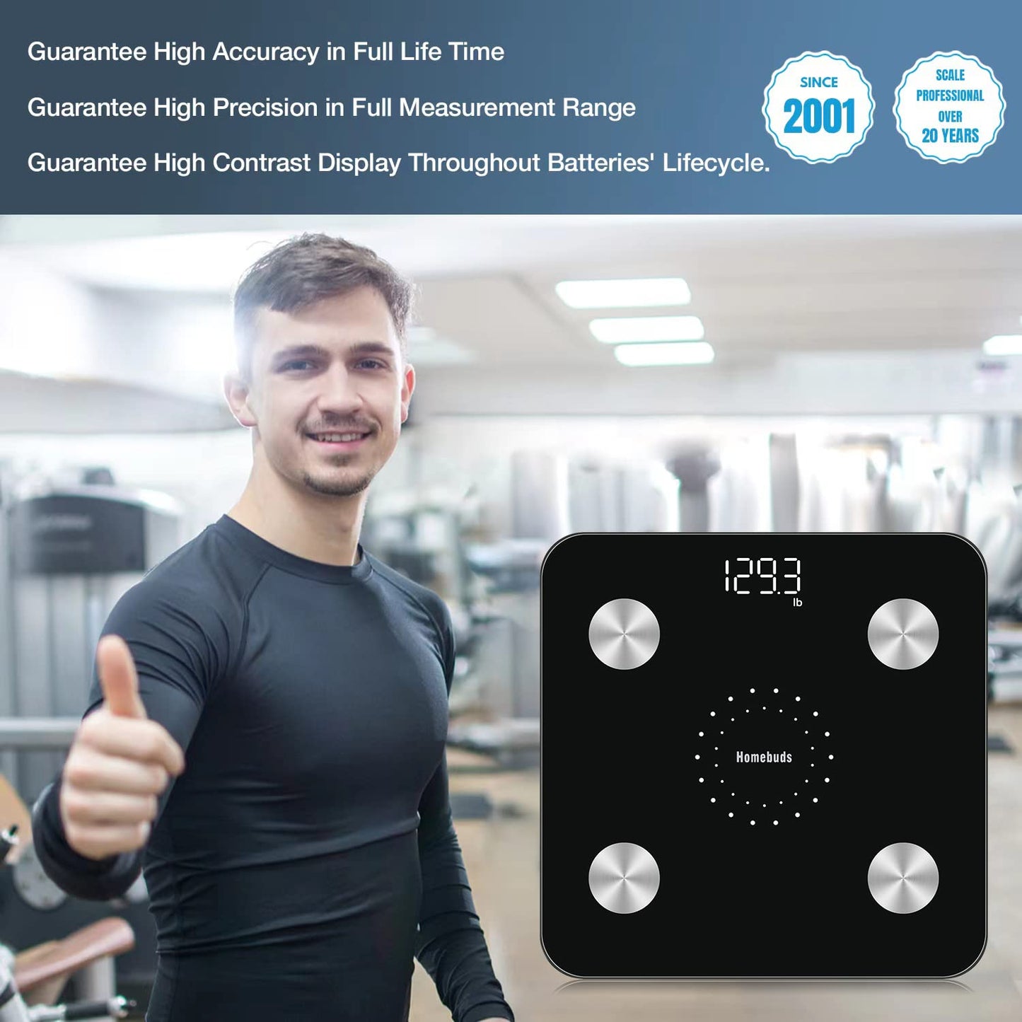 Homebuds Digital Bathroom Scale for Body Weight and Body Fat, Weighing Professional Since 2001, Body Composition Monitor Professional for BMI Fat…