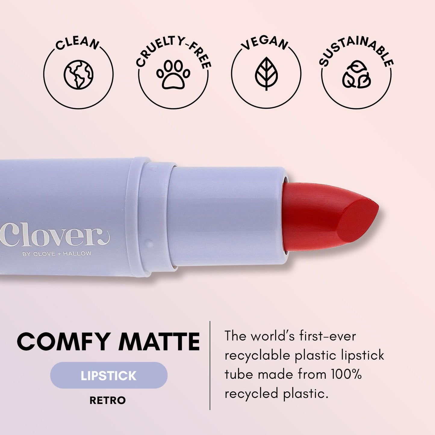 Clover Comfy Matte Lipstick | Non Drying Lipstick, Moisturizing And Lightweight, High Pigmented stick | Cruelty-Free & Vegan Lip Makeup | Shade -