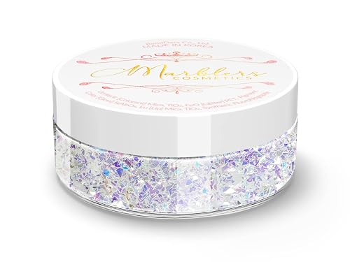 MARBLERS Holographic Face & Body Glitter [Crushed Mirror] 0.11oz (3g) | Chunky | Chopped | Flake | Non-Toxic | Vegan | Cruelty-Free | Festival, Rave