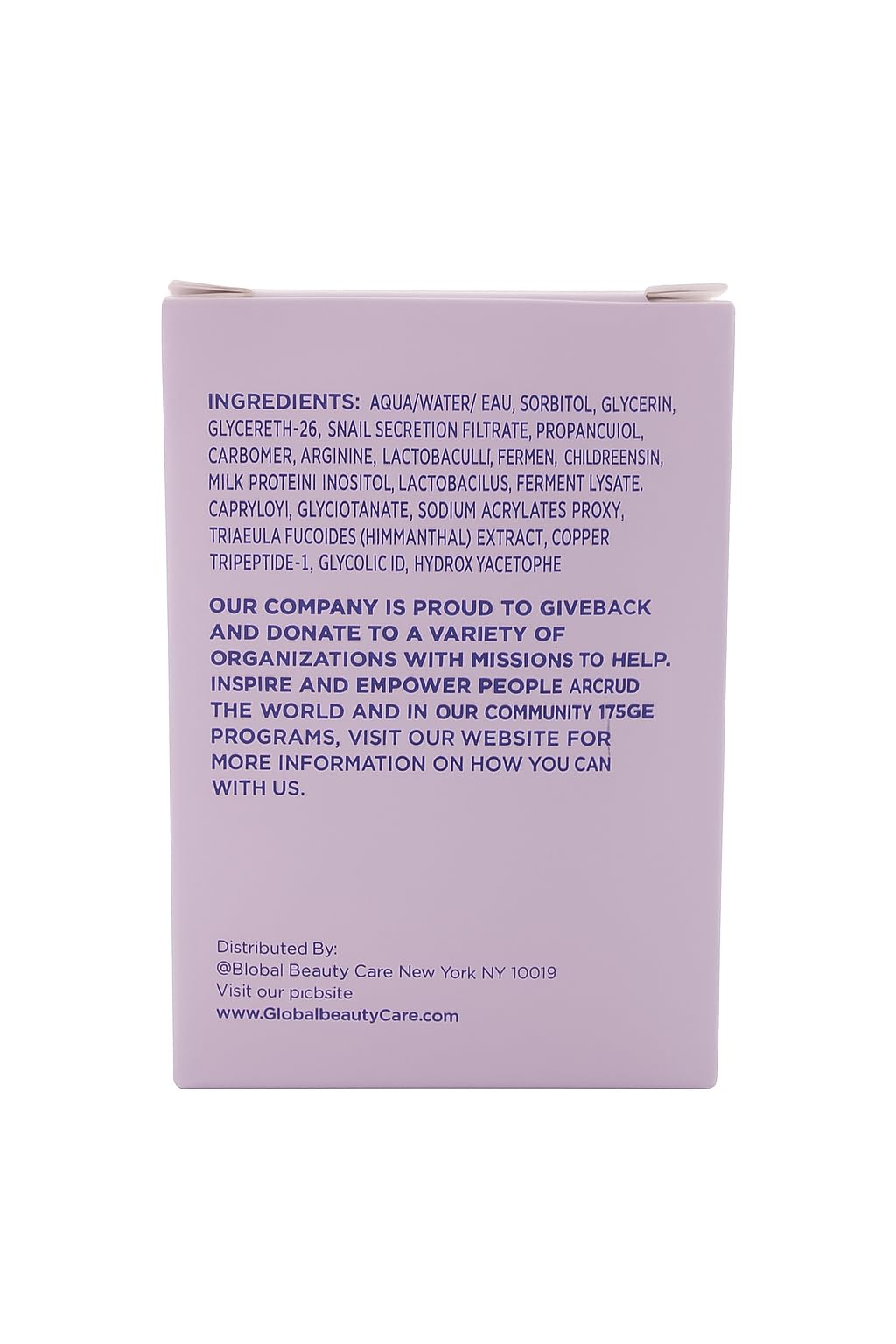 Global Beauty Care Snail Mucin Moisturizer Hydrating Brightening Replenishing 1.7 fl oz / 50mL