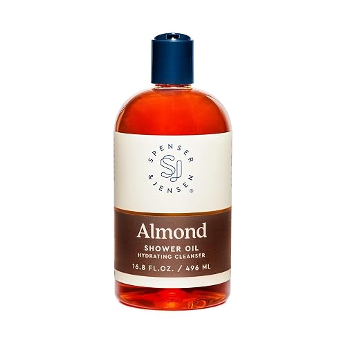 Spenser & Jensen Hydrating Almond Shower Oil - Body Wash for All Skin Types - Almond Oil Shower Gel for Women and Men - Rich in Vitamin E Oil