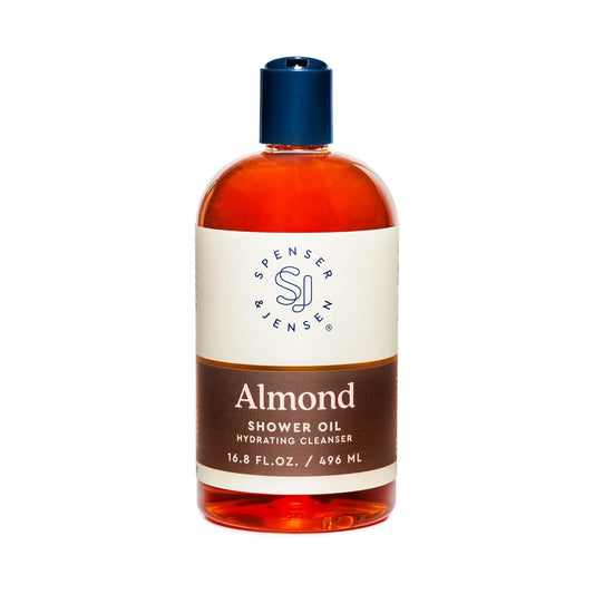 Spenser & Jensen Hydrating Almond Shower Oil - Body Wash for All Skin Types - Almond Oil Shower Gel for Women and Men - Rich in Vitamin E Oil