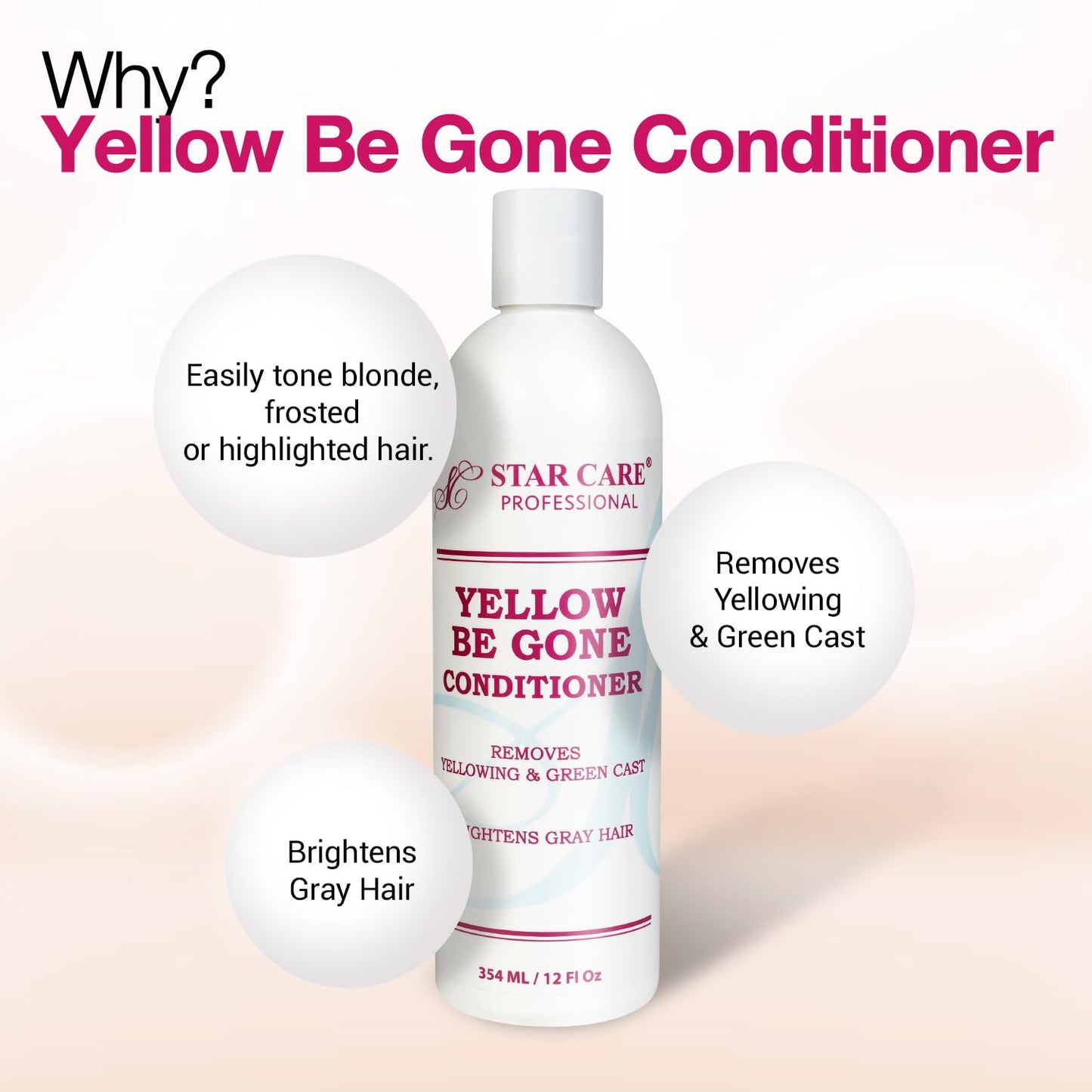 STAR CARE Yellow Be Gone Shampoo & Conditioner Set 4oz Each Clarifying Toning Duo for Blonde Gray Bleached Highlighted Hair Neutralizes Brass Restores