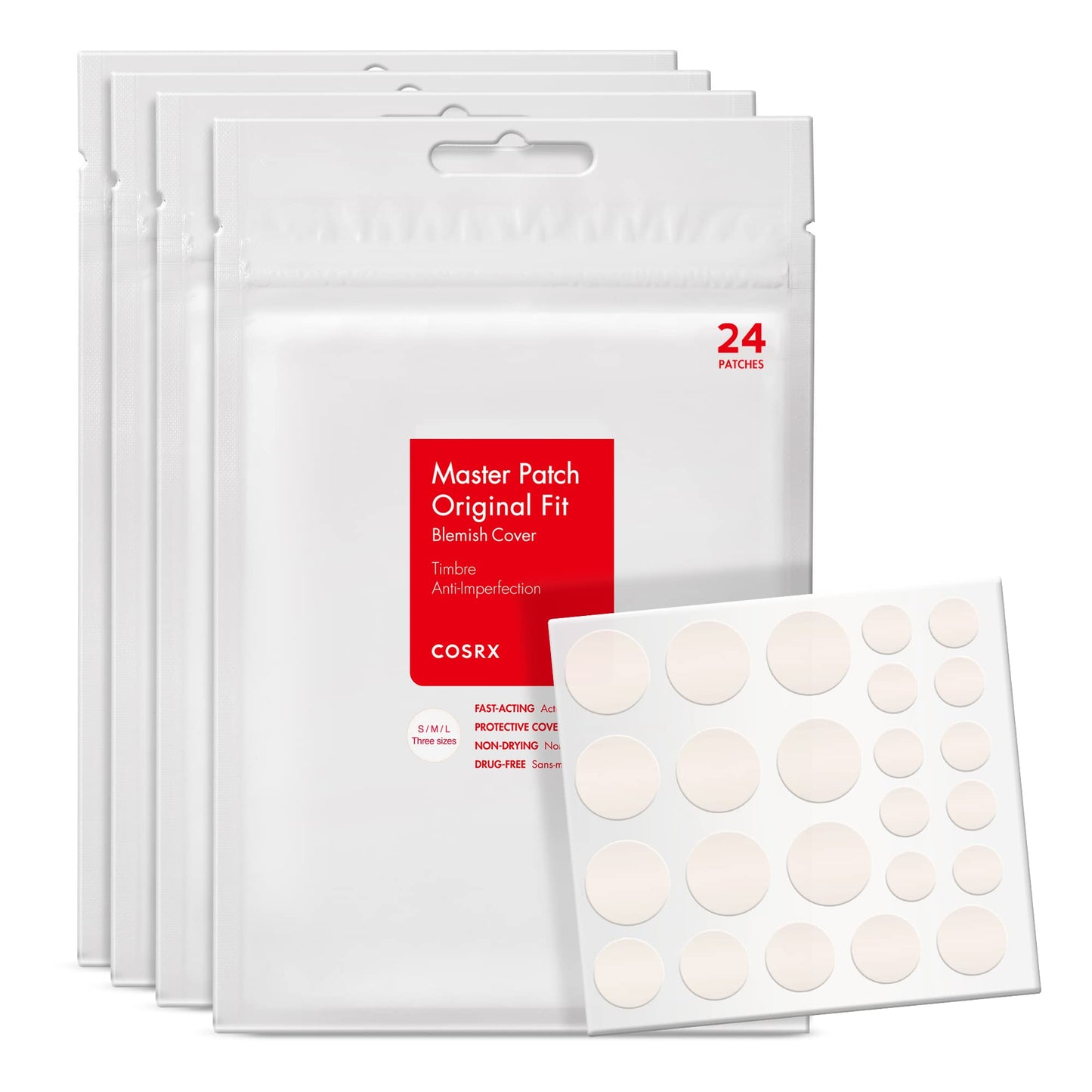 COSRX Acne Pimple Patches Absorbing Hydrocolloid Original 3 Size Patches for Blemishes and Zits Cover, Absorbs Zits & Blemish, Spot Stickers for Face Beauty and Personal Care COSRX