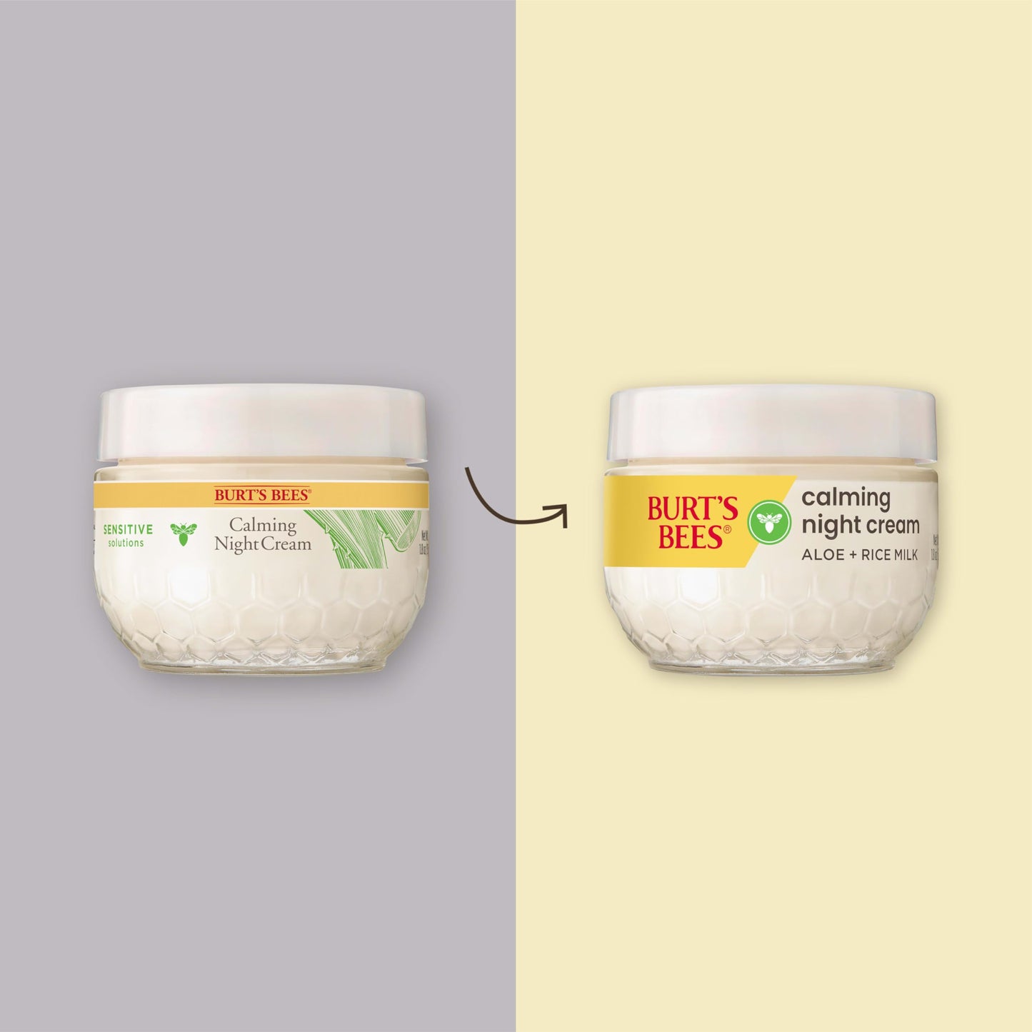 Burt's Bees Calming Night Cream With Aloe and Rice Milk, Face Moisturizer For Sensitive Skin Infuses Skin With Moisture While You Sleep, 98.8 Percent