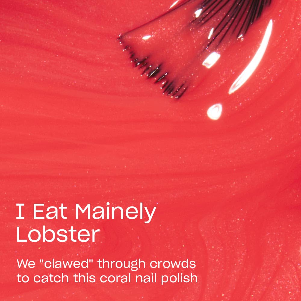 OPI Nail Lacquer I Eat Mainely Lobster | Opaque Bright Orange Crème Chip Resistant Nail Polish | Fast Drying, Streak Free