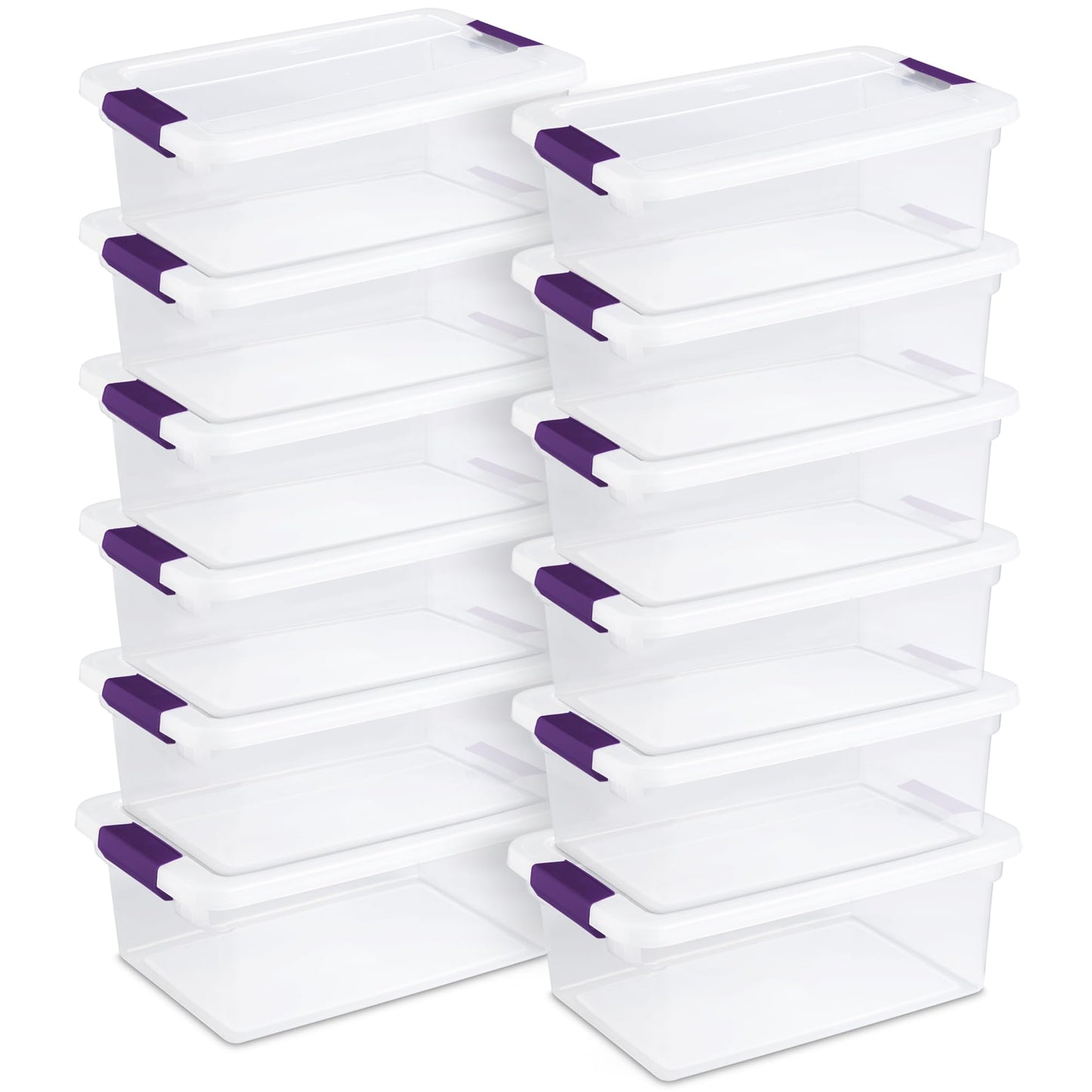 Sterilite 12-Pack 15 Quart ClearView Latch Box, Stackable Organizer Bins with Latching Lids - Clear Plastic Organization Containers for Closet…