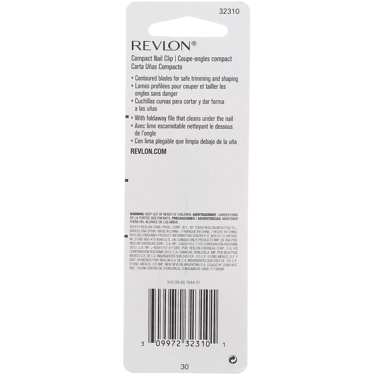 Revlon Compact Nail Clipper -- 6 per case.