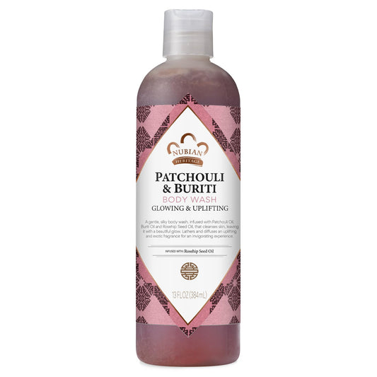 Nubian Heritage Body Wash, Patchouli & Buriti - Toning & Uplifting Shower Essentials Body Soap with Aloe Vera & Rosehip Seed Oil, 13 Oz Beauty & Personal Care Nubian Heritage