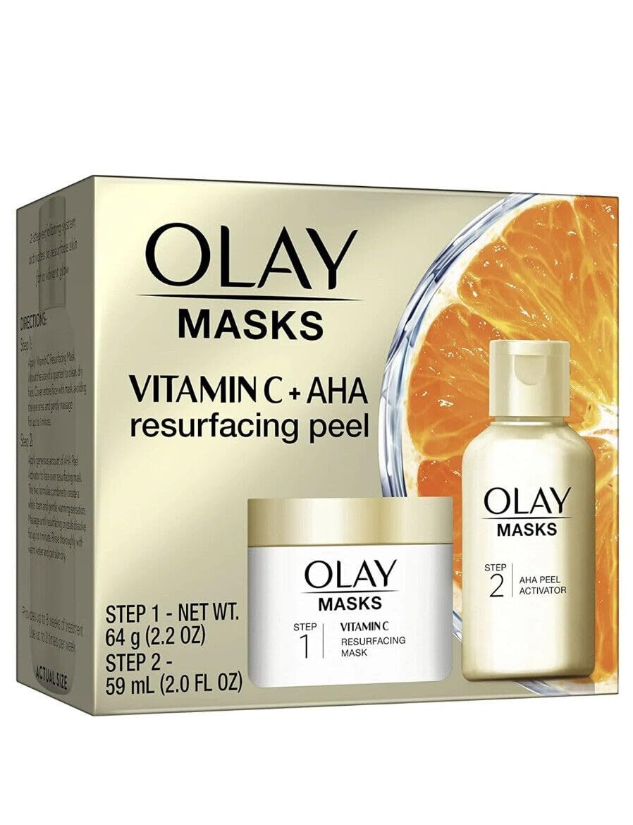Olay Vitamin C Face Mask Kit, Exfoliator Kit with Mask, Silica, & Exfoliating Aha Peel 4.2 Fl Oz