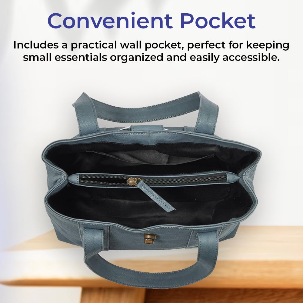 Twist Lock Leather Bag for Women, Ladies Shoulder Purse, Handbag with Multiple Pockets, Magnetic Snap Closure