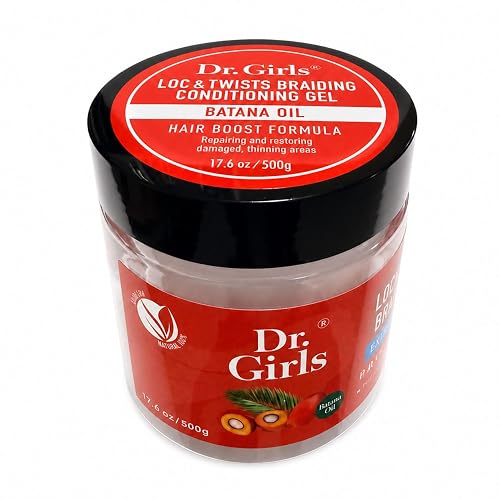 Dr Girls Super Grow Loc & Twists Braiding Conditioning Gel with Biotin & Castor Oil - Extra Mega Hold, 17.6 oz (Batana Oil)