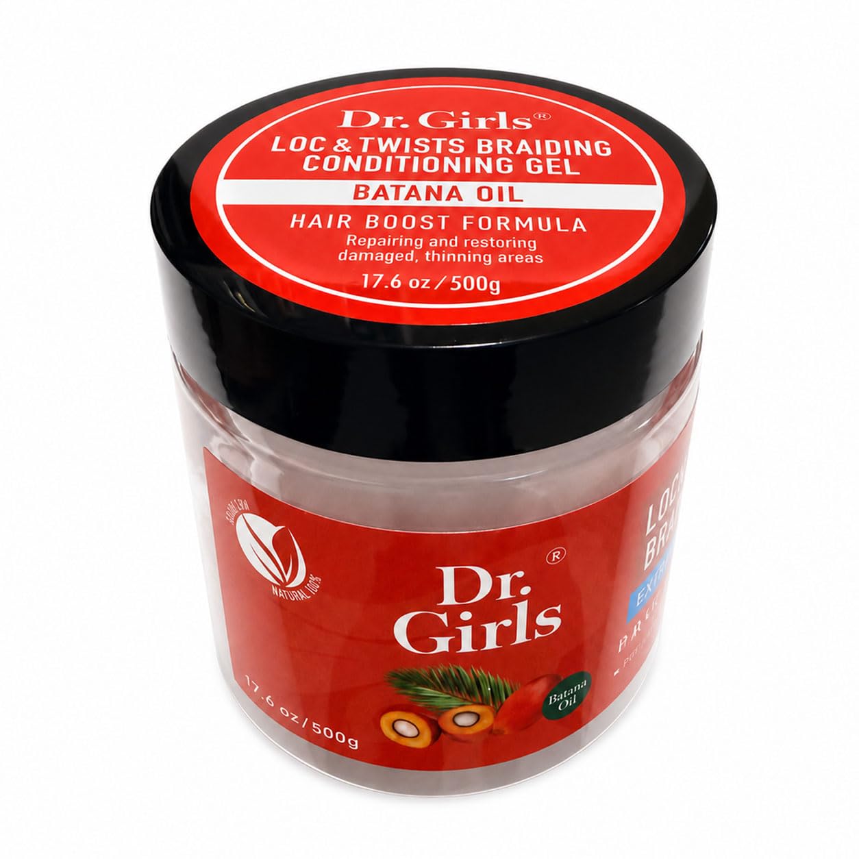 Dr Girls Super Grow Loc & Twists Braiding Conditioning Gel with Biotin & Castor Oil - Extra Mega Hold, 17.6 oz (Batana Oil)